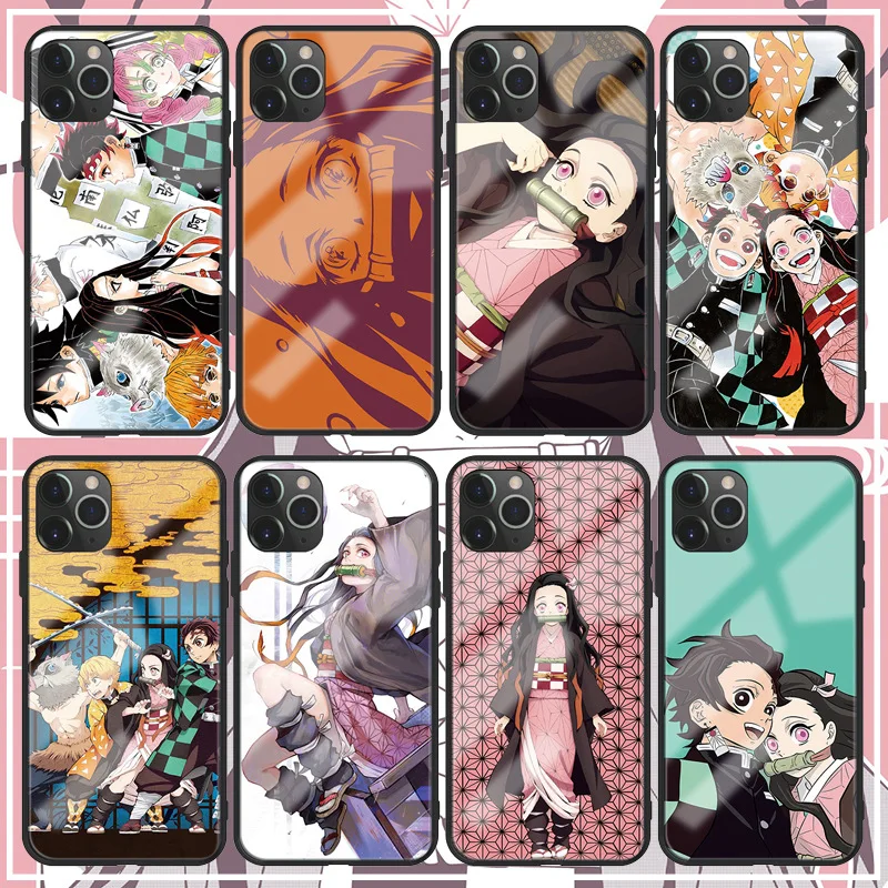 

Customized LOGO anime kamado nezuko Glossy Tempered Glass Smart Mobile Phone Covers for iPhone 11