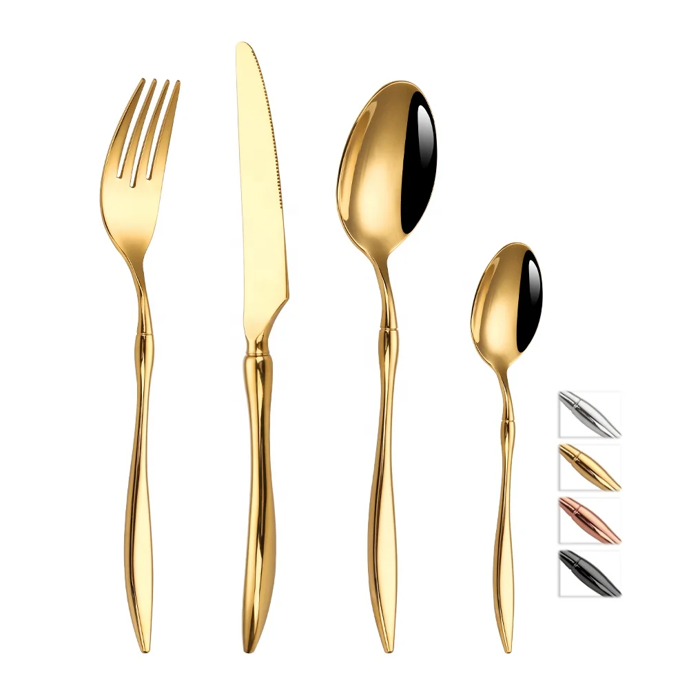 

Mirror Spoons Forks Flatware Luxury Stainless Steel Cutlery Set 18/10 Silver Unique Silverware Set