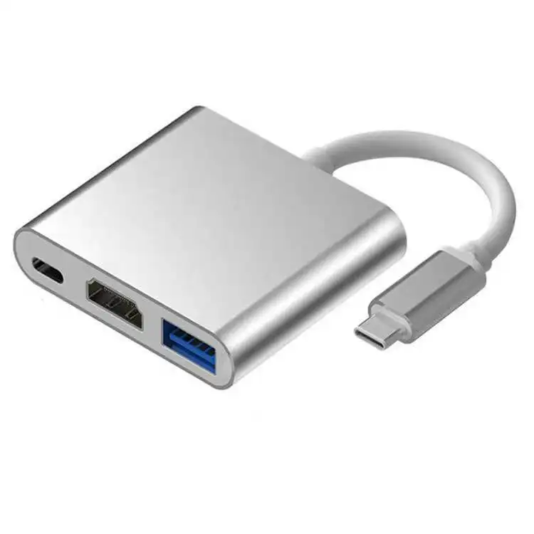 

3 In 1 Type-C To 4K High Definition Multimedia Interface Usb Hub Transfer Adapter With Usb 3.0 Usb C Pd Charging, Silver,grey,gold,black