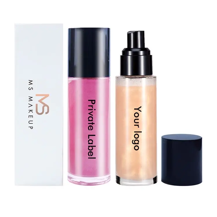 

ODM/OEM New Arrival 4 Color Face Highlighet Natural Makeup Shimmer Glitter Brand Custom Label Logo Bottle Liquid Highlight Spray, 4 colors