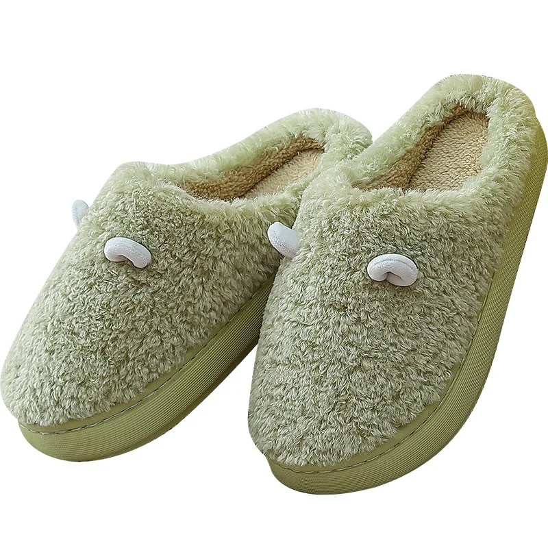 

Soles-Soled Cotton Slippers Women Winter Household Thick Non-Skid Bottom Slippers Indoor Couple Plush Wool Lovely Warm Slides, Solid color