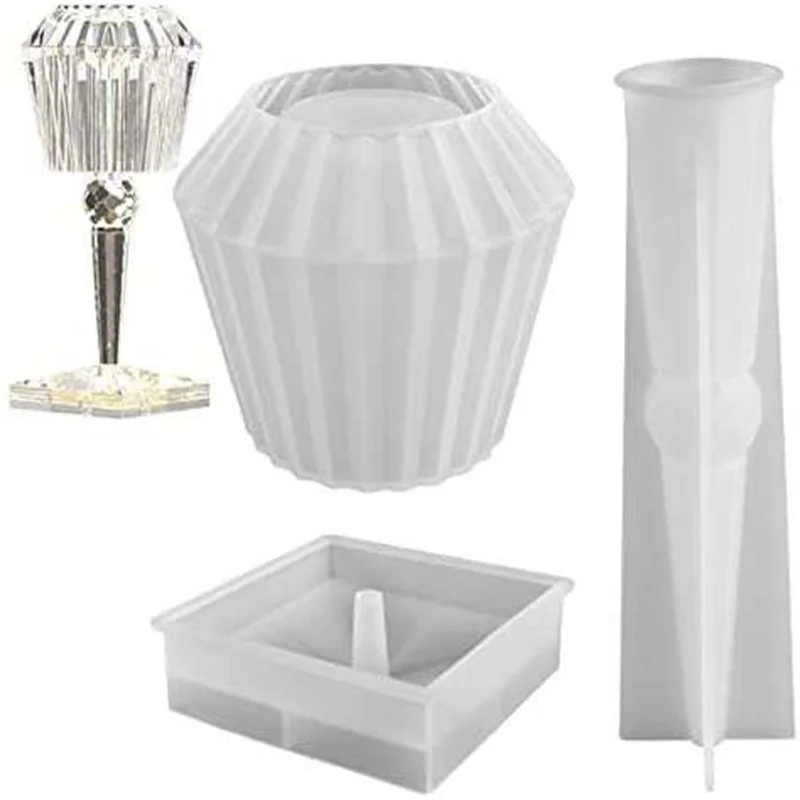 

W285 Diamond Pen Holder Storage Ornament Small Table Lamp Silicone Mold for epoxy craft, As picture