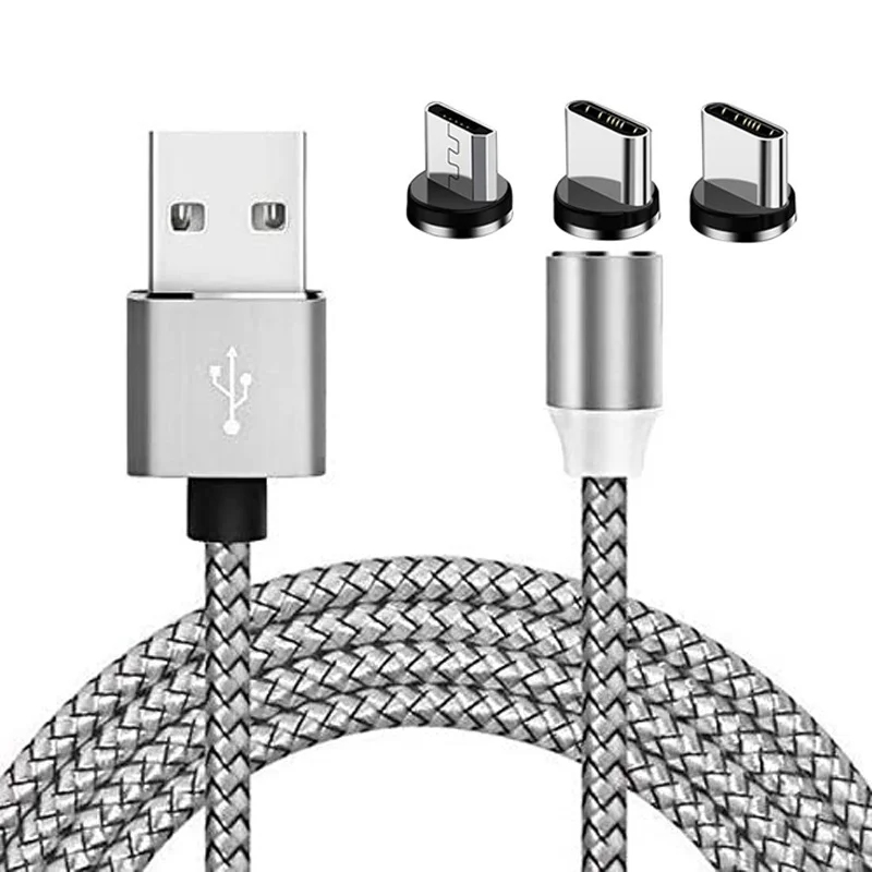 

3 in 1 Magnetic Charging Cable 3FT 6FT Micro Usb Type C 8pin Interfaces Magnetic Cable Charger for Samsung Android IOS, White/black/red/silver/gold/blue