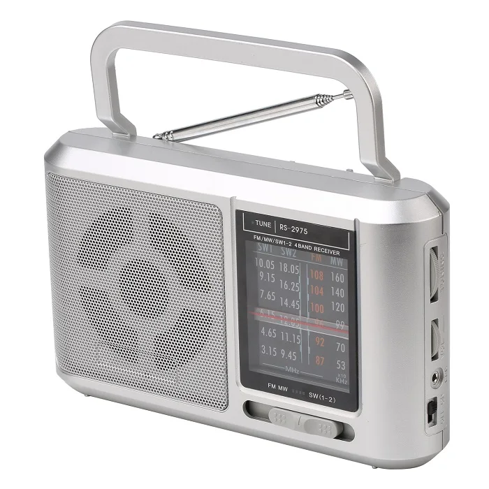 

Hot selling 2019 Amazon portable desktop am fm sw band radio receiver short wave radio, Silver/customized