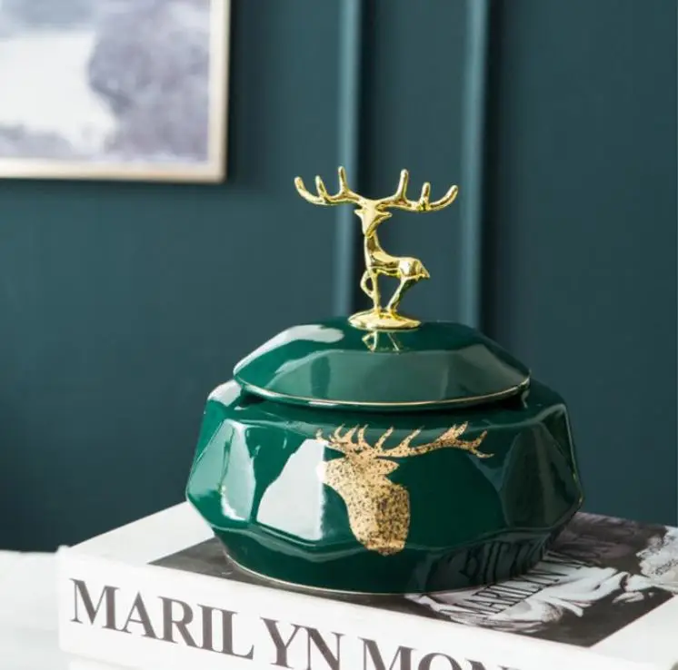 

Hot sale Creative ELK Ceramic Ashtray Home Bar Decoration Flip Fops Ashtray, Green/black