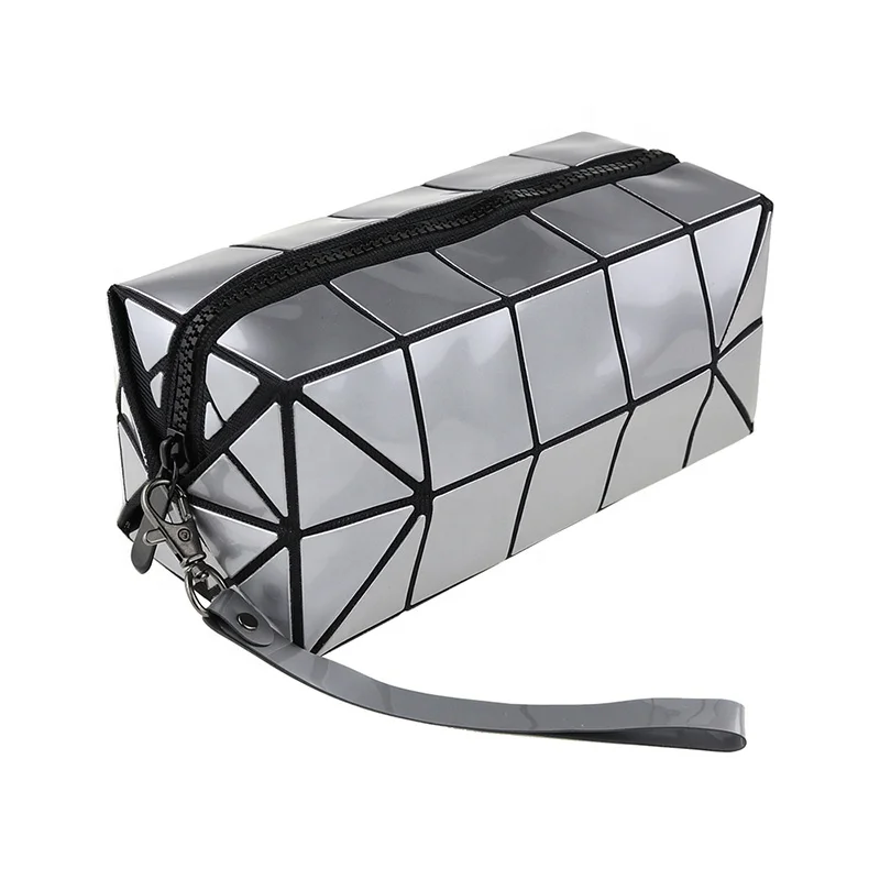 

Women Geometric PVC Clutch Bag Solid Color Lightweight Mini Cosmetic Bag