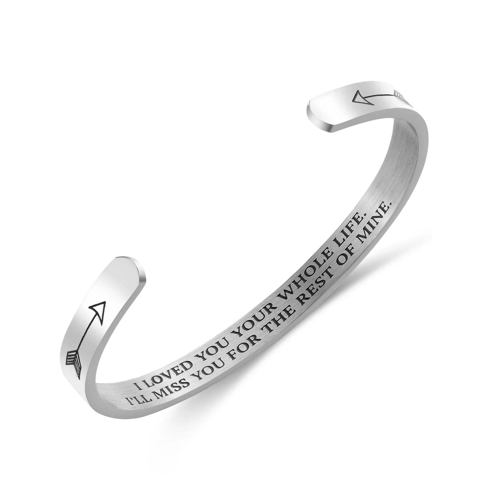 

Custom Logo Engraved Inspirational Message Bangle Stainless Steel Cuff Bracelet For Women man, Steel color