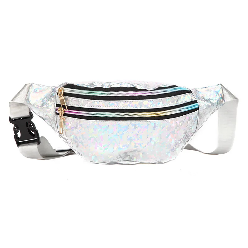 

Wholesale New Fashion Holographic Belt Bags Laser PU Beach Travel Girl Chest Bags Hip Bum Zip Waist Bag Women Purse Fanny Pack