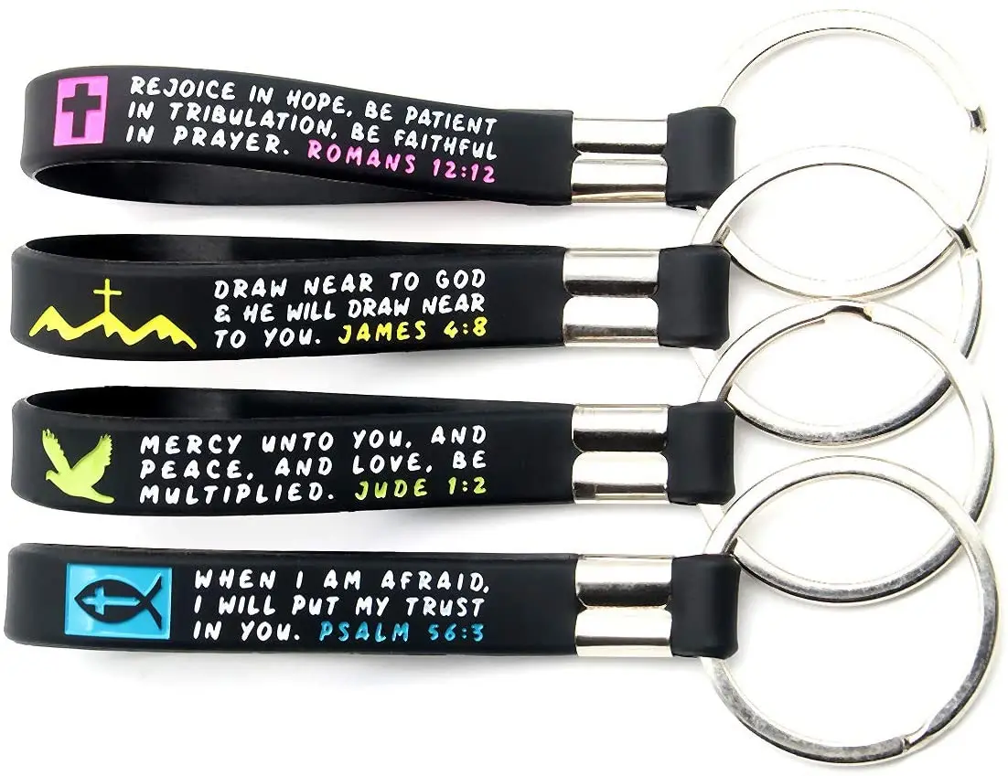 (12pack) Christian Religious Bulk Keychains With Bible Verses