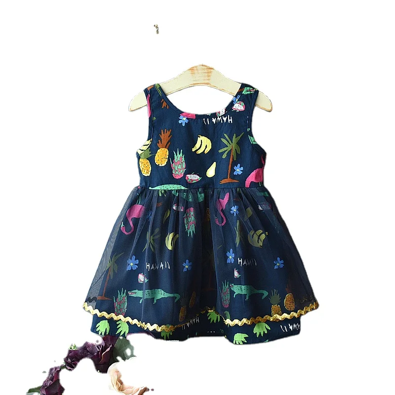 

2020 fashion wholesale sleeveless summer new female print baby gauze vest princess girls clothing kids children dress