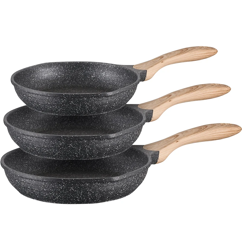 

3 Piece Aluminium Die Casting Marble Stone Non Stick Pan Set