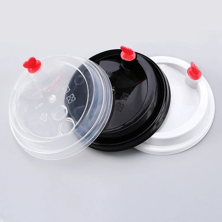 

Wholesale disposable cup lid pp plastic coffee milk 90mm caliber universal transparent black white matte glossy injection lid