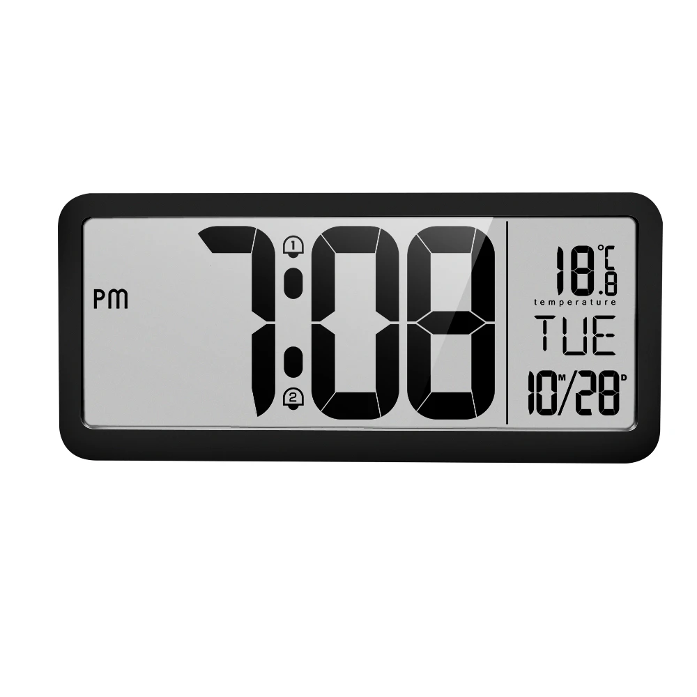 

Large Screen DIY Big Kitchen LCD Digital Wall Mounted Alarm Clock with 16 Music including white noise, Silver,white,black