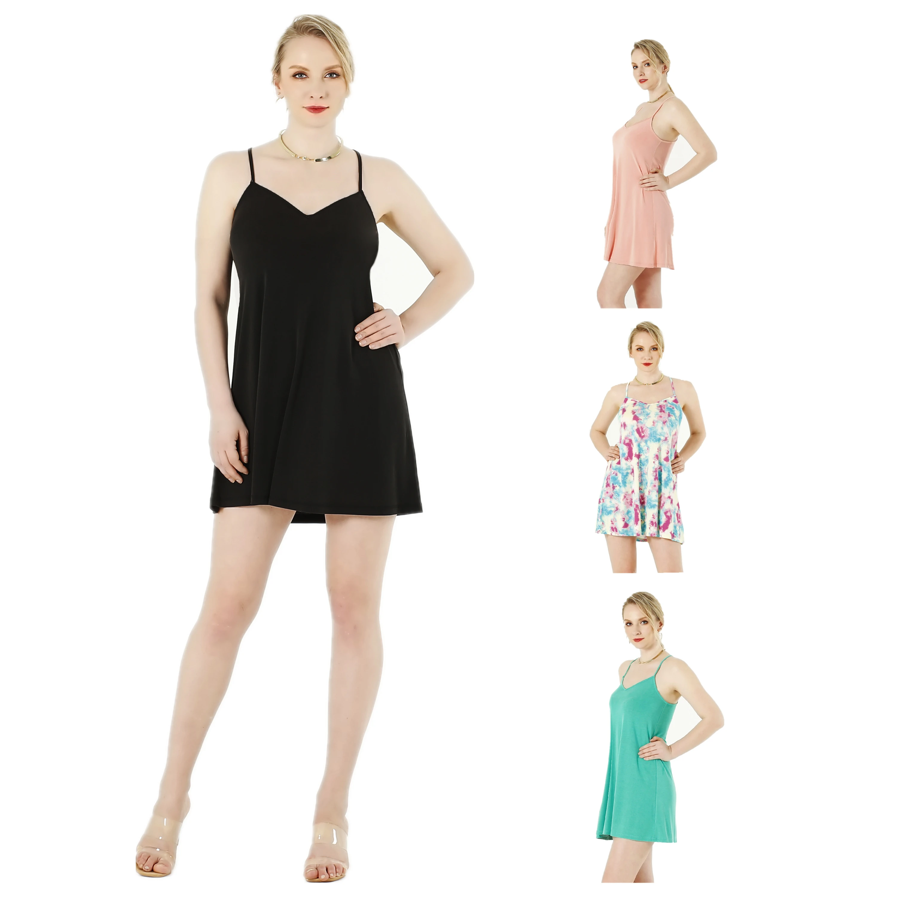 

Women Summer Clothing Wholesale Sexy Spaghetti Straps Sleeveless Nice Mini Dresses for Ladies