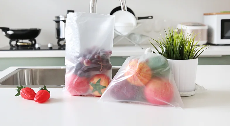 Transparent heat resistant plastic packaging food preservation bags for supermarket