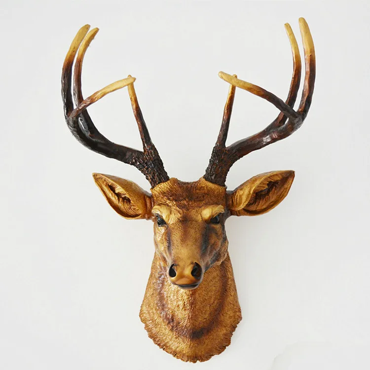 

Z817 Custom 3D Big Size Gold Deer Head Wall Decor Resin Craftwork Elk Stag Head Wall Mount Antler Hanging Sculpture, 3 colors