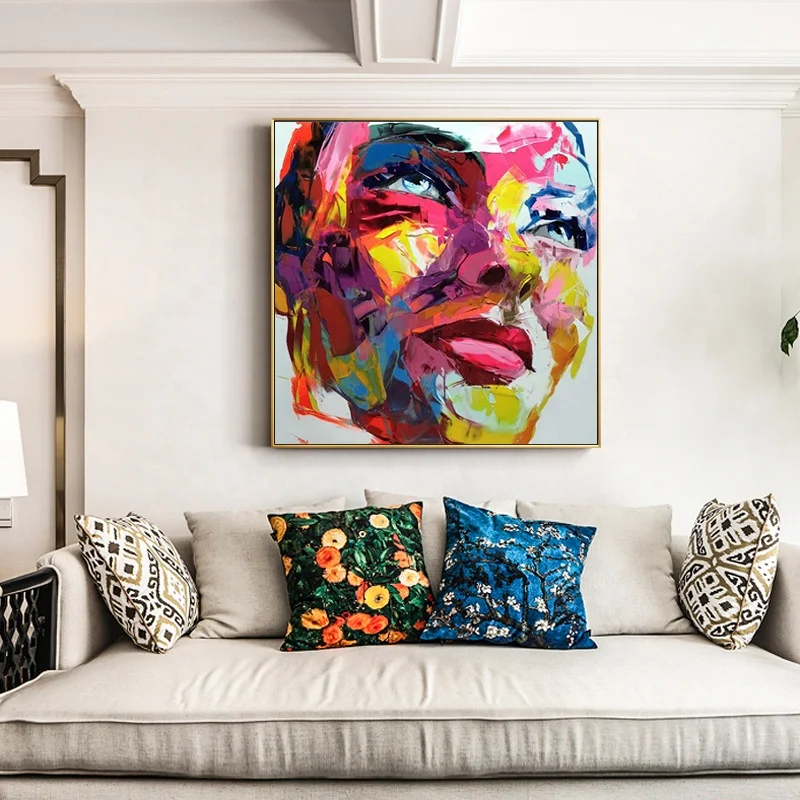 

Abstract knife painting portrait women face acrylic painting pop art other paintings wall art picture cuadros graffiti art