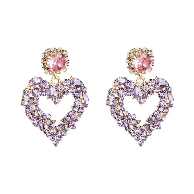 

2021 Sailing Jewelry Heart Drop Earrings Heart Shaped Crystal Ball Dangle Earrings Full Rhinestone Heart Shaped Earrings