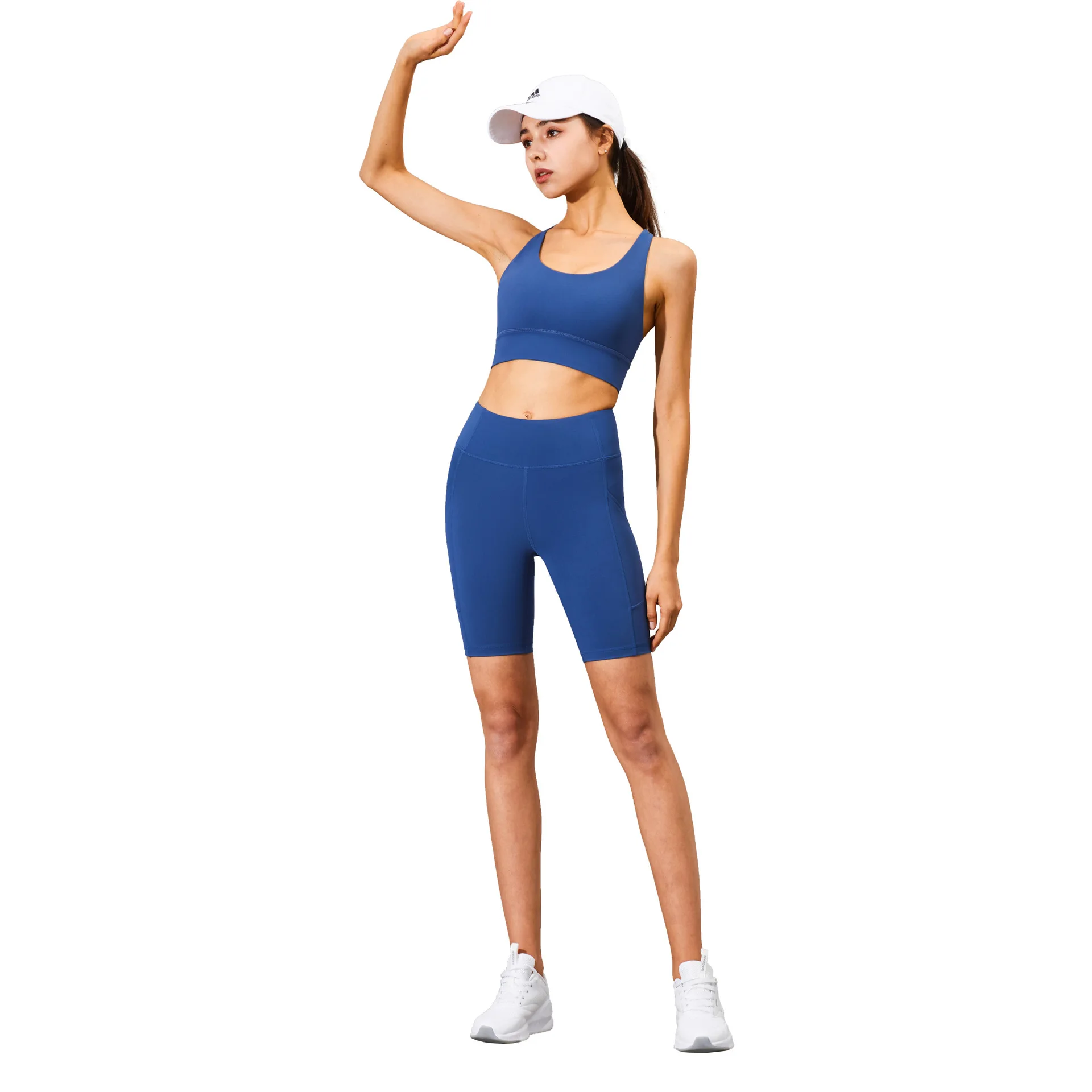 

Yoga dynamic suit women's shockproof bra high waist figure flattering hip-lifting fifth pants gym two-piece set