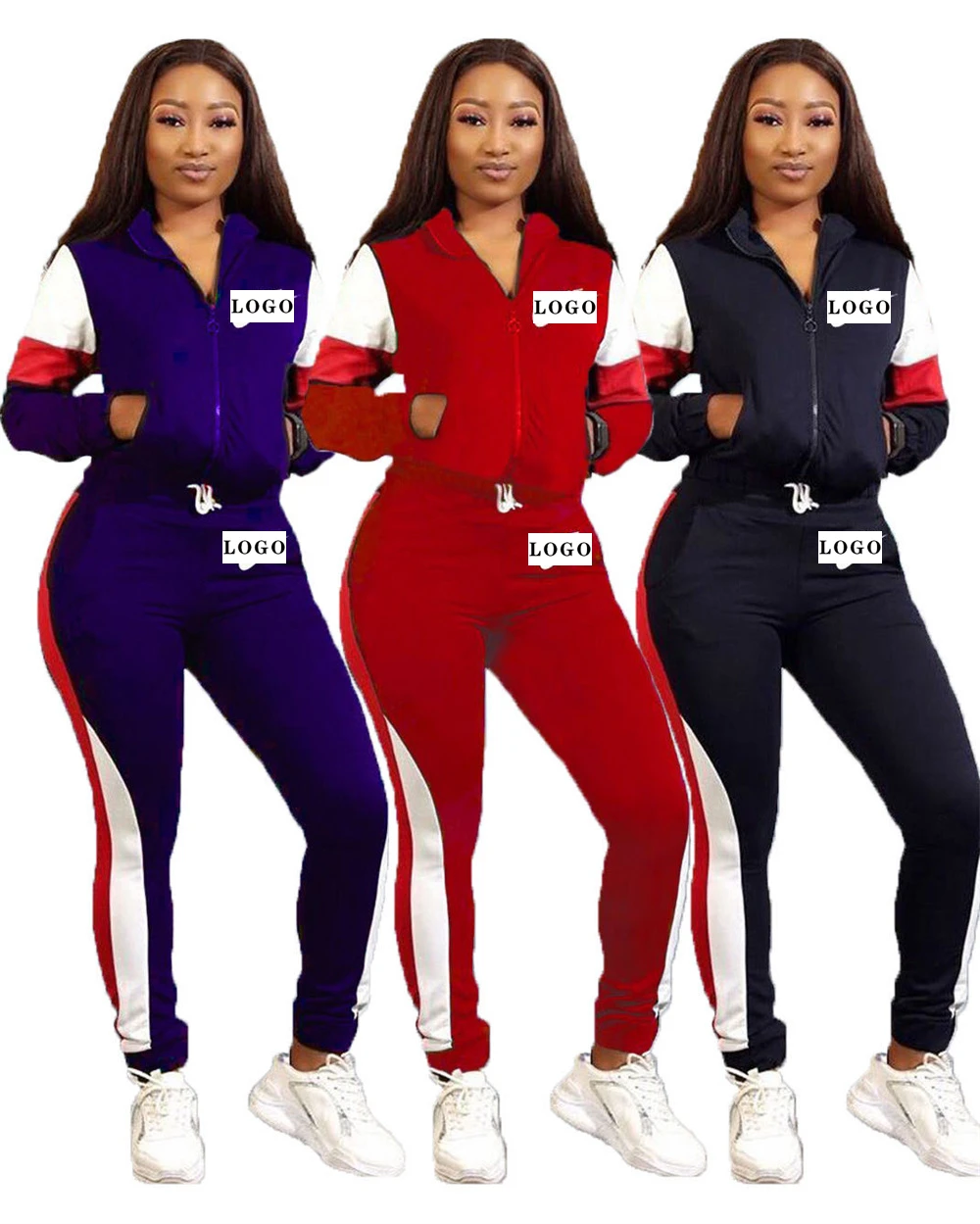 

2021 new design long suit Ms. Spring girl fashion sportswear two piece of set suits Ladies casual wear Logo Custom, Picture color