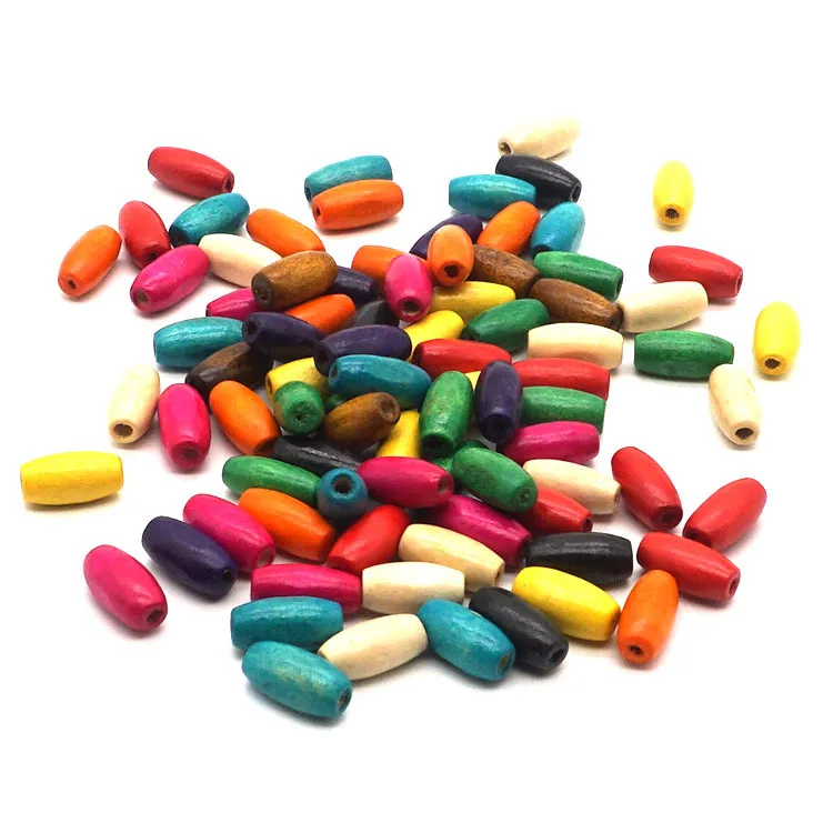 

15x7mm DIY Cheap Hot Fashion Beads Handmade Colored Natural Wood Beads For Bracelet Necklace Jewelry Making