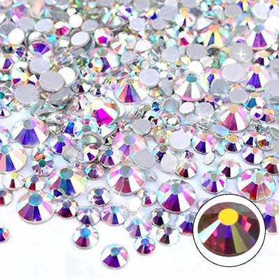 

2021 Clear ab Flat Back Glass Stones Nail Decoration Crystal 1440pcs 3d Nail Art Rhinestones