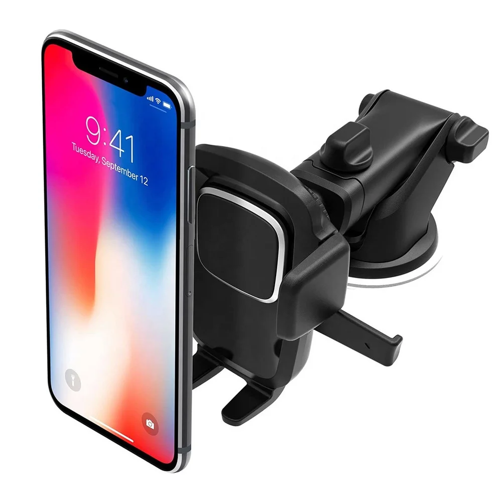 

Suction Cup Mount Stand Long Dashboard Rotatable And Retractable Adjustable Waterproof Mobile Car Phone Holders For Car, Black