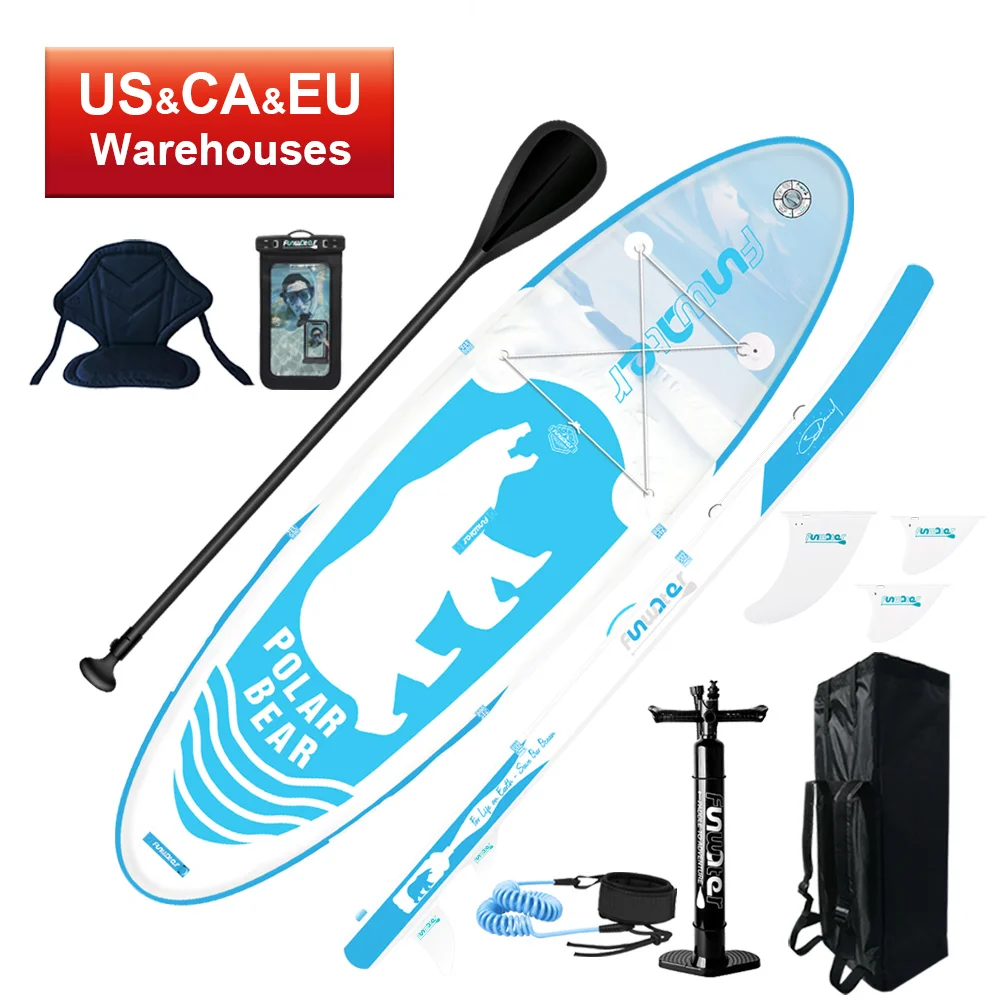 

FUNWATER Dropshipping surf sup paddle surf inflatable stand up board drop stitch paddle board standup surfboard skimboard sub, Blue