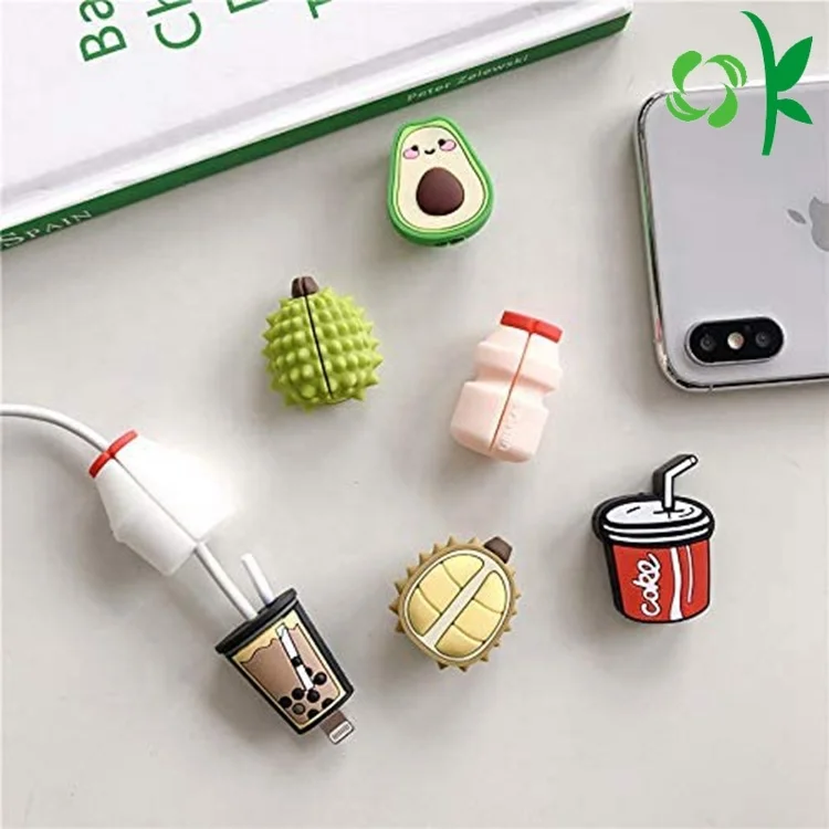 

OKSILICONE Multi Funny Shape Silicone Data Charger Cable Cord Protectors For Phone Accessory Protect USB Charger, As picture shown