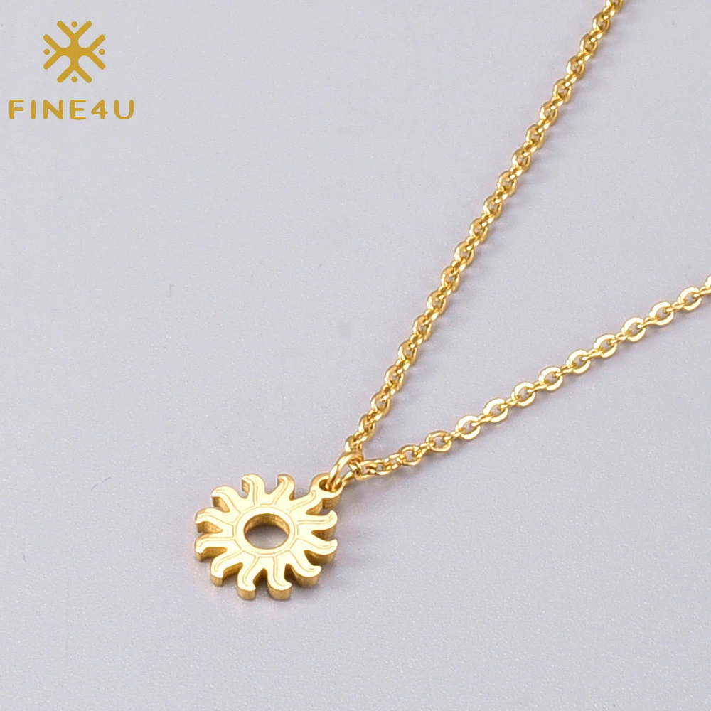 

No fade fashion women vintage stainless steel gold plated jewelry sun shine necklace