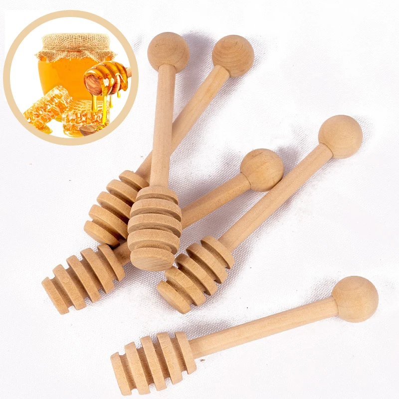

Factory Wholesale Natural Customized Logo Handmade Mini Wooden Honey Mixing Spoon Honey Dipper Sticks