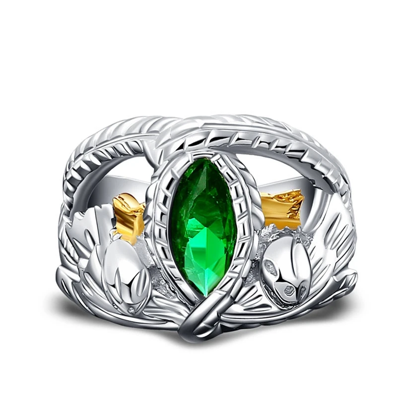 

Manufacturer direct selling 925 Silver Men's green zirconium ring European and American fashion ring