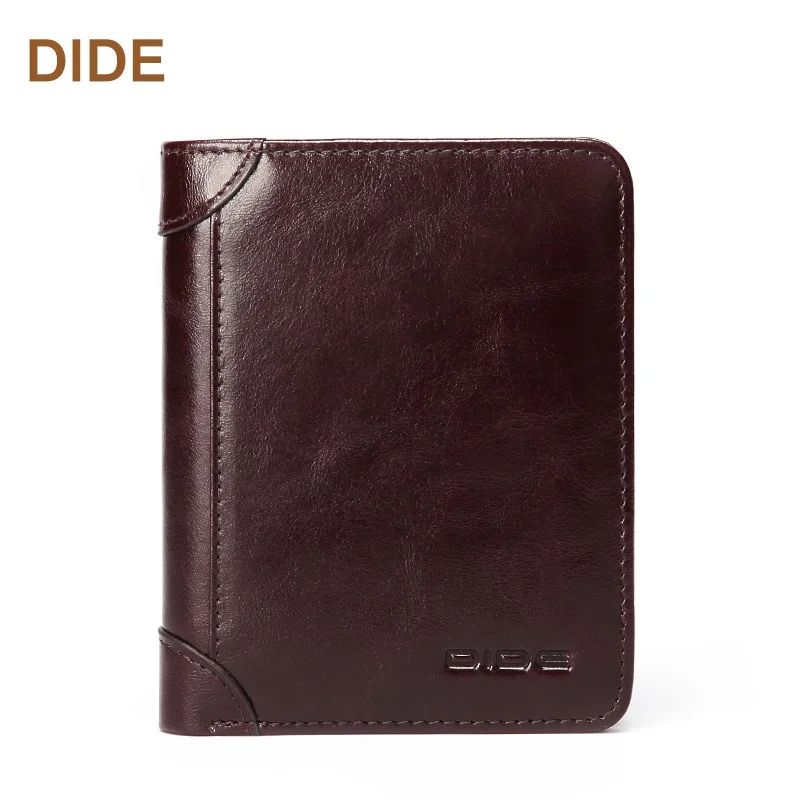 

DIDE High Class Waterproof 3 Fold Large Wallet For Men Genuine Leather, Bright brown/ shiny black