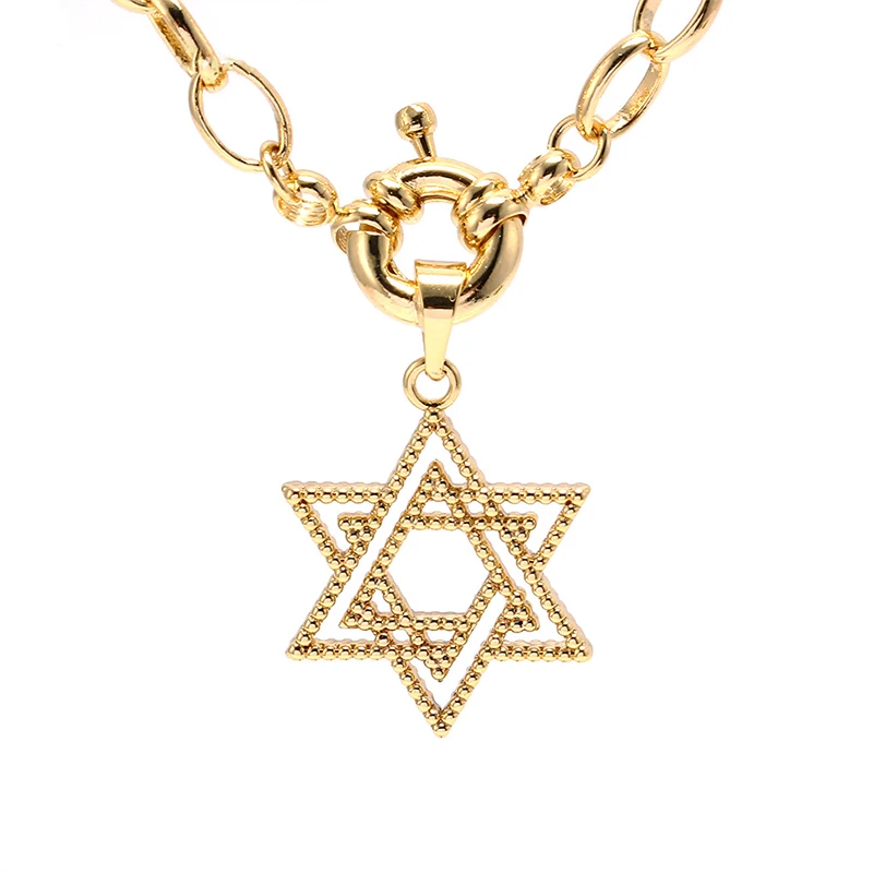 

Fashion Gold Plated pentagonal Star Pendant Necklace unisex necklace, Platinum, gold