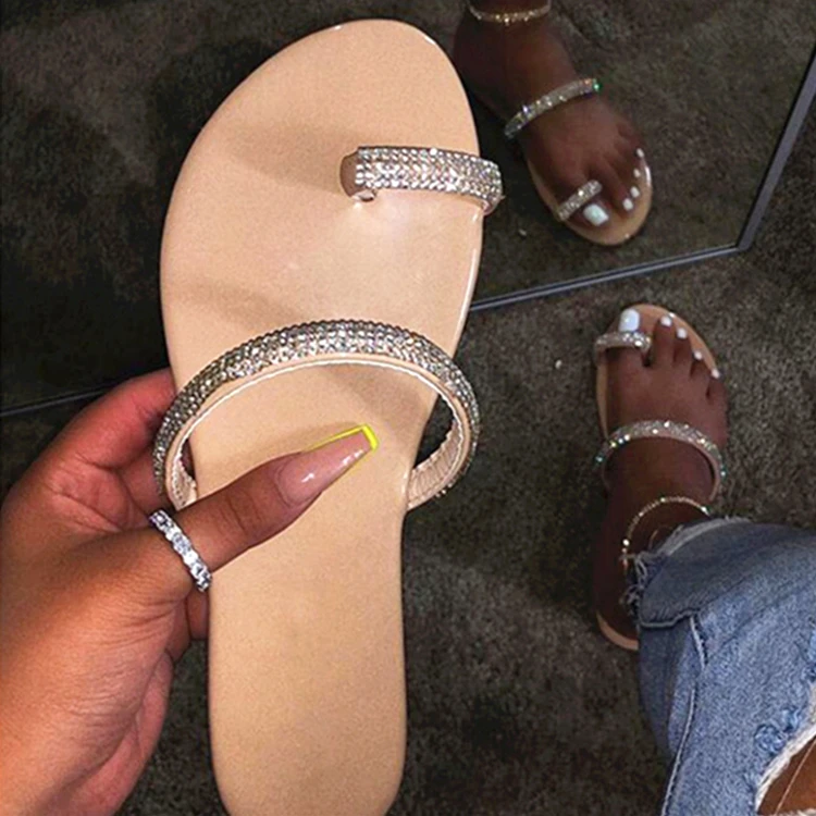 

Summer New Style Trendy Sandal Slippers Women Ladies Shoes Bling Rhinestone Women's Sandals, Black, apricot, snakeskin, rainbow