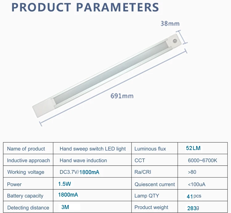 41 Leds Hand Sweep Sensor Bett Lampe Unter Schrank Nacht Licht Für