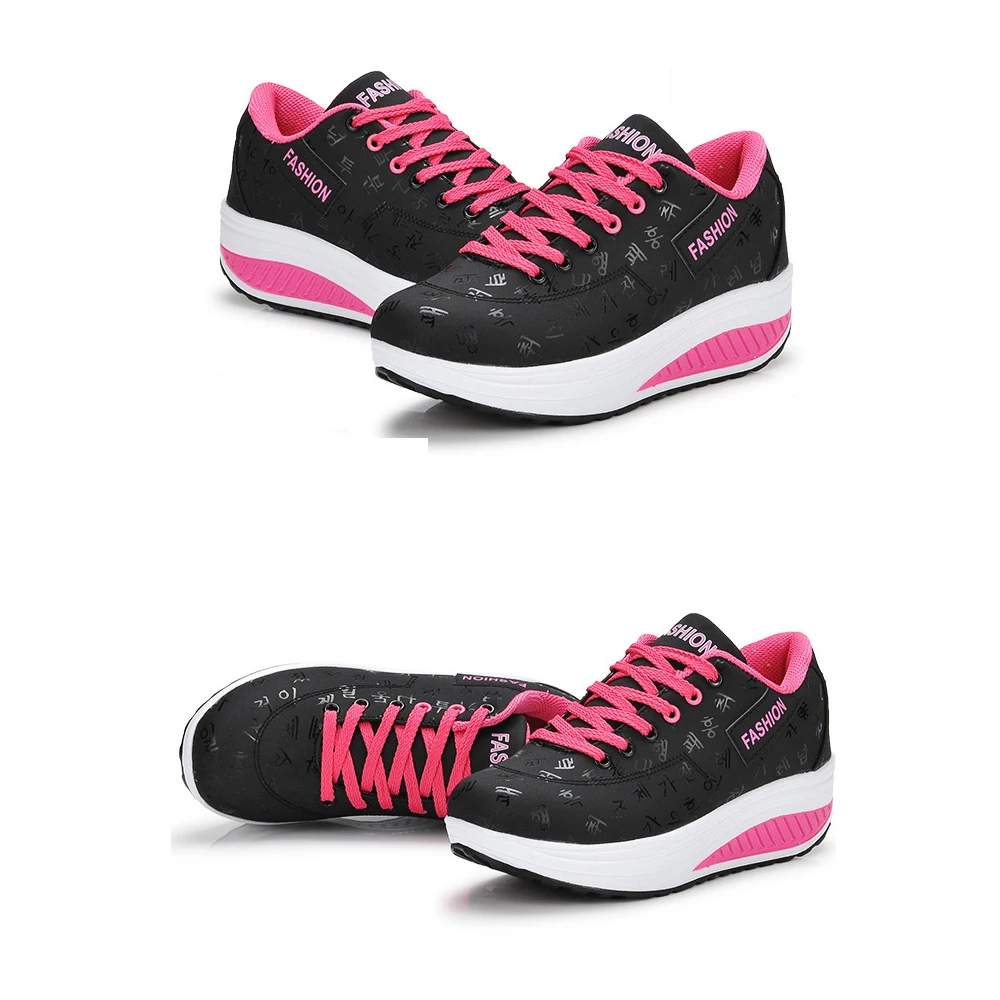 
Breathable Womens Sport Trainers Girls Black Toning Walking Gym Fitness Shake Shoes 