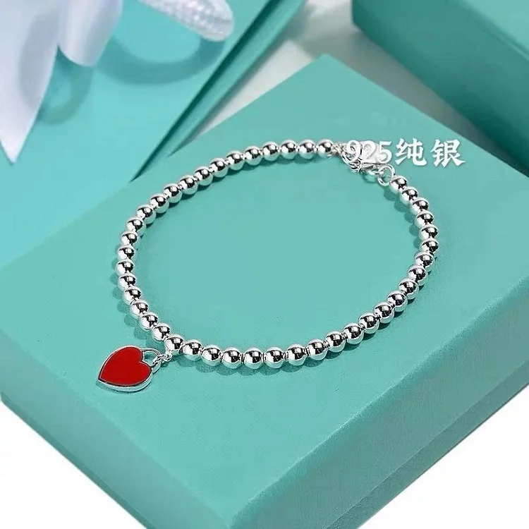 

Trendy S925 Silver Jewelry Bracelet, Red/blue