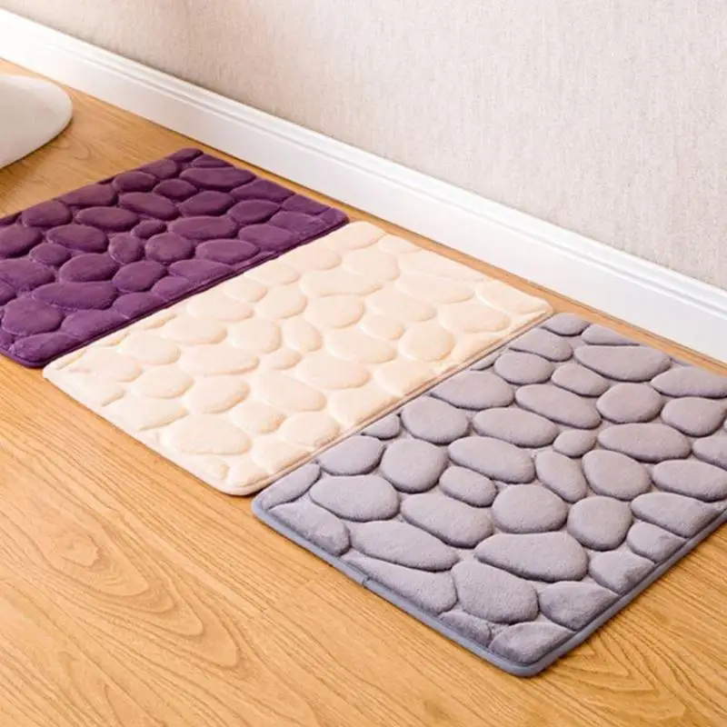 

Stone Shape Bathroom Mat Memory Foam Bath Mat Nonslip Kitchen Bathroom Carpet Rug for Shower Toilet Mats Room Decoration 40*60cm, Picture