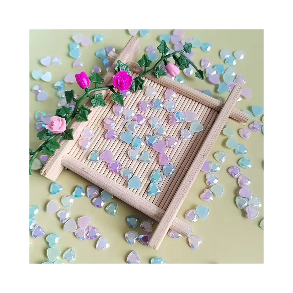 Cute Flat Back Mocha Heart Gems Crystal Stone Nail Art Rhinestone 3D Suitable for DIY Manicure Diamond