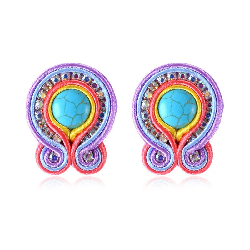 

The latest creative handmade Bohemian beaded earrings women's fashion pink crystal earrings in multiple colours, Multicoloured