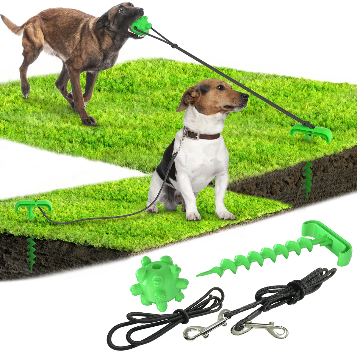 

Dog pegging pile outdoor dog walking rope fixed molar stick pet food leakage ball toy, Mix color