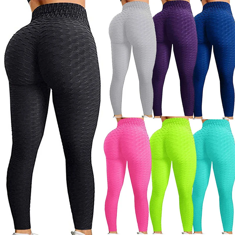 

Hot Selling Women Slimming Gym Fitness Workout Leggins High Waisted Textured Scrunch Butt Lift Yoga Pants Tights Leggings, Customized colors