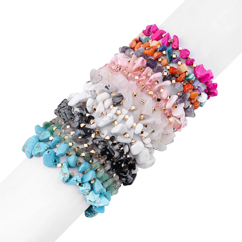 

Best Selling Natural Crushed Stone Bracelet Healing Energy Gemstone Stretch Bracelet, Picture shows