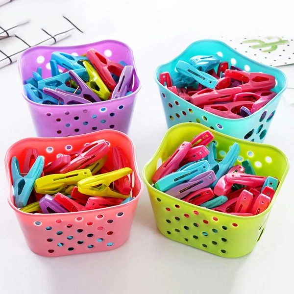 Wholesale 30pcs Plastic Clothes Pegs Laundry Clothespin Pins Organizer Quilt Towel Clips Spring With Basket Cabides Hanger