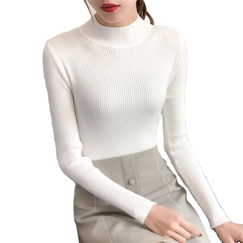 

Semi-turtle Neck Bottoming Shirt Slim Sweater Female Of Knit Long-sleeved Top