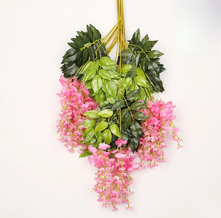 

with 3 branches artificial wisteria flowers for decoration