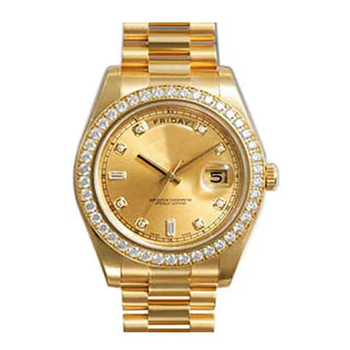 

Luxury Mens Crystal Stainless Steel Mechanical Watch, 18k gold color