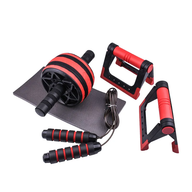 

Good Quality Ab Wheel Fitness Equipment Women Workout Set Push Up Bar Jump Rope Skipping, Red