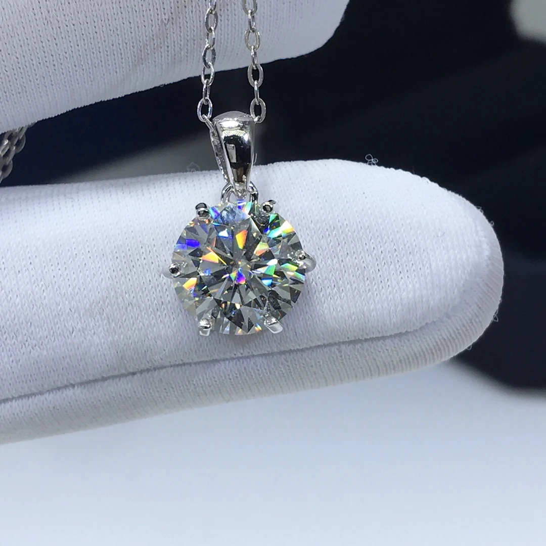 

Silver 925 Original 3 Carat Round Brilliant Cut Diamond Test Past Sparkling D Color Moissanite Pendant Necklace Gemstone Jewelry